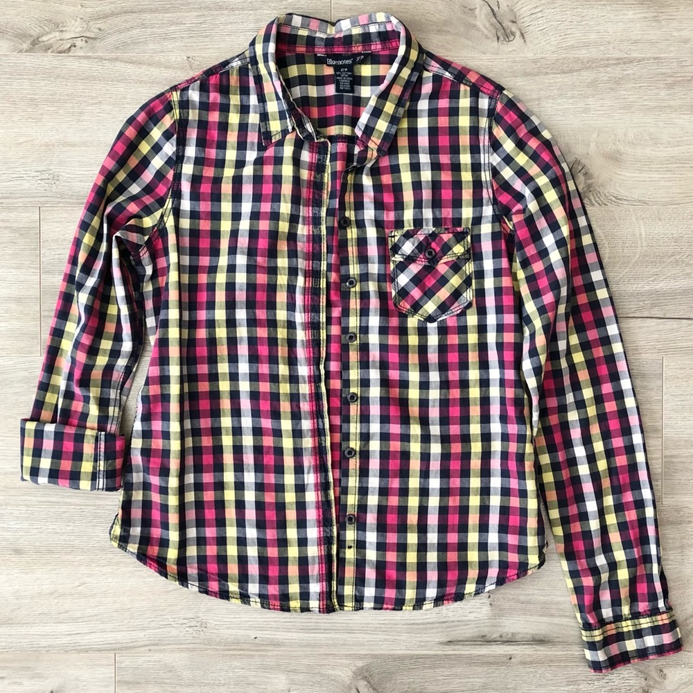 🐮2/$15 Bluenotes Checkered Button-Up